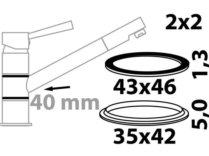 Clearance Lippendichtung und Gleitring für Schwenkarmatur 40 mm 2 x 2 Stück Zubehör Für Küchenarmatur