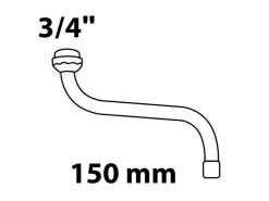 Hot Kirchhoff S-Rohrauslauf mit Mischdüse O-Ring 20 mm (3/4") x 150 mm Chrom