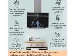 Hot Ava 60 Dunstabzugshaube 60cm Wandhaube WiFi A++ 515m³/h Touch Dunstabzugshauben-Filter