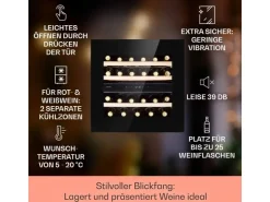 Clearance Klarstein Rhone 25 Duo Weinkühlschrank Kompression 2 Zonen 75 L 25 Flaschen