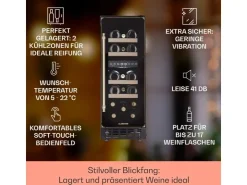 Sale Klarstein Vinovilla Victoria 17 Duo Weinkühlschrank 2 Kühlzonen Touch 17 Flaschen 4 Regale
