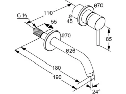 Sale Kludi Unterputz Waschtisch Zweiloch-Wand-Einhandmischer BOZZ in Chrom