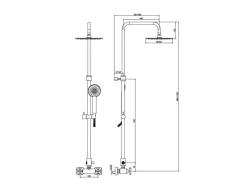Duschsäule mit Kopfbrause Ø 22,5 cm Zeta 2.0 in Chrom Zweigriffarmatur|Einhebelmischer
