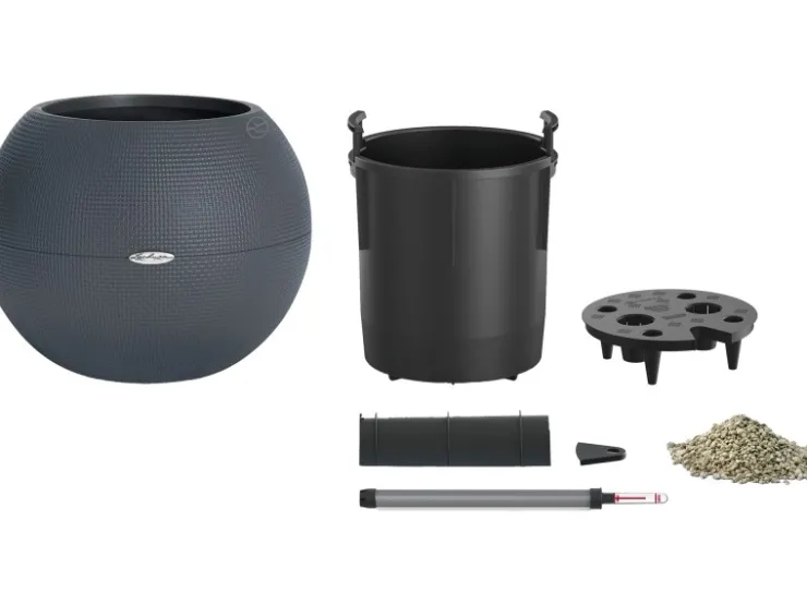 Lechuza Töpfe<® Übertopf Puro Ø 50 cm integriertes Erdbewässerungssystem Schiefergrau