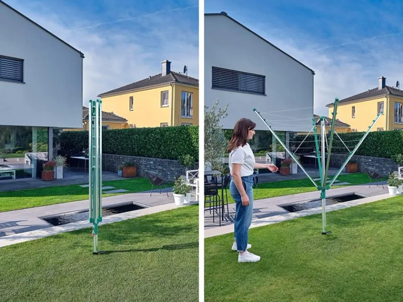 Hot Wäschespinne Linomatic V 40m Leine Wäscheständer höhenverstellbar Wäschetrockner