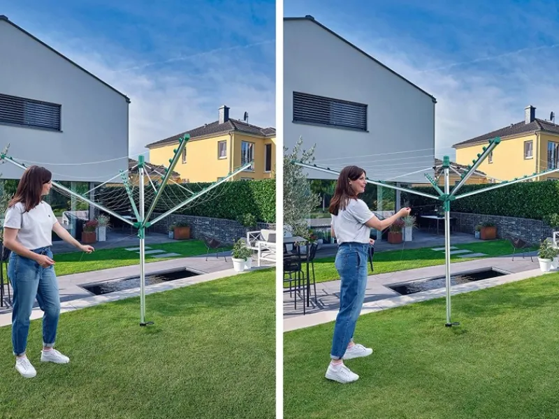 Hot Wäschespinne Linomatic V 40m Leine Wäscheständer höhenverstellbar Wäschetrockner