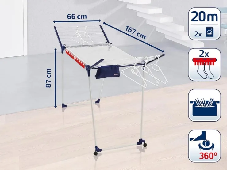 Clearance Leifheit Wäscheständer Pegasus 200 Wäschetrockner 20m Leine Rollen inkl. Zubehör