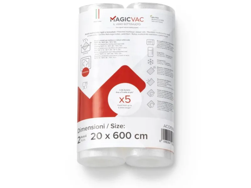 Clearance Vakuumierfolienrollen ACO1066 Transparent 20 cm x 600 cm 2 Stück Vorratsbehälter|Gefrierschränke