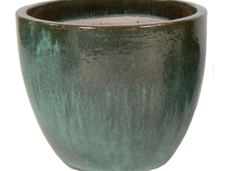 Hot M Collections Pflanztopf Glasiert Egg Pot Ø 38 cm x 32 cm Grün
