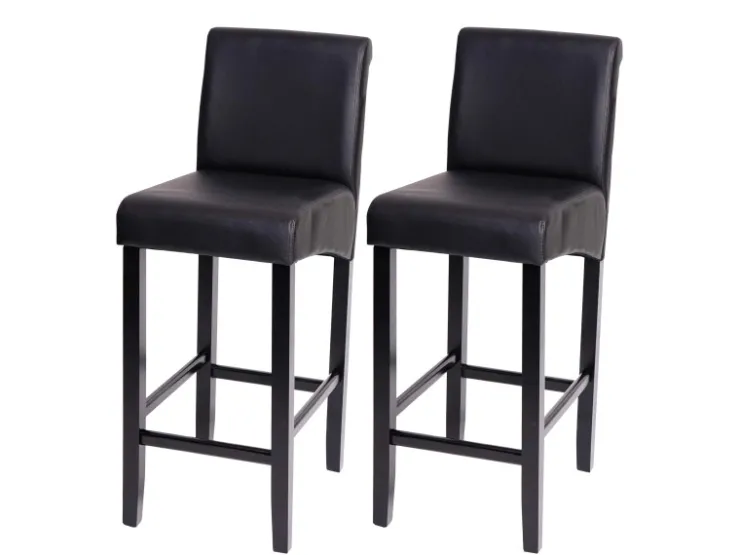 MCW Barhocker C33 2er-Set Matt Dunkle Beine Kunstleder Schwarz