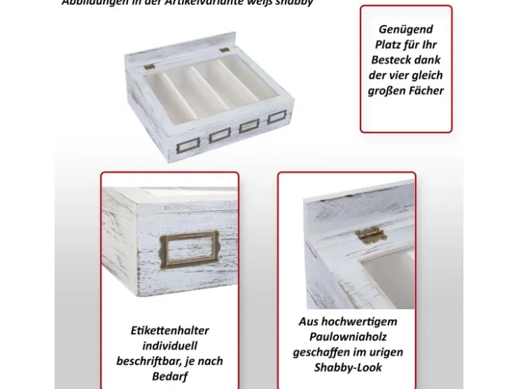 Discount MCW Besteckkiste C25 Shabby Weiß
