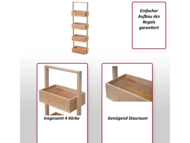Discount Regal B78 4 Körbe Bambus Küchenregale