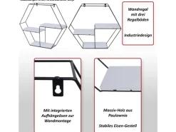 Outlet MCW Wandregal K76 43x49x11cm Dunkelbraun