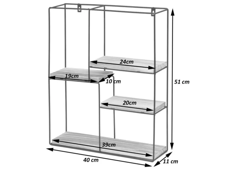 Hot MCW Wandregal K76 51x40x11cm Natur