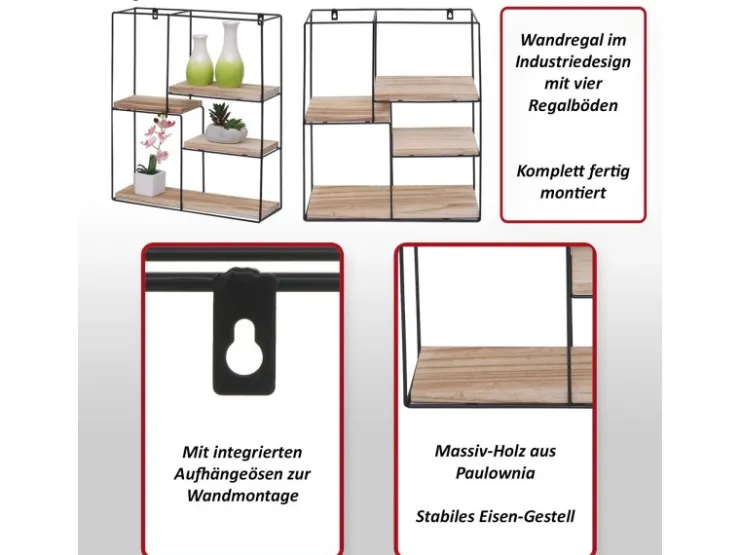Hot MCW Wandregal K76 51x40x11cm Natur