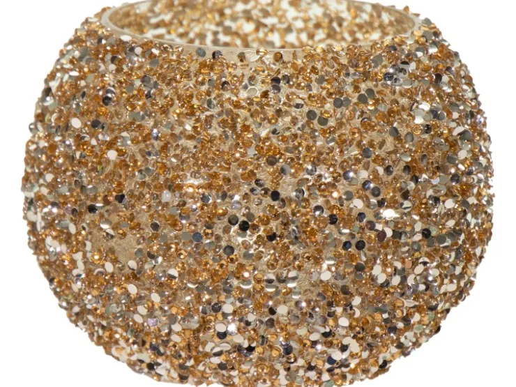 Clearance M Collections Mega Collections Pflanzgefäß Strass Ø 11 cm x 8,5 cm Gold Gold-Glitzer