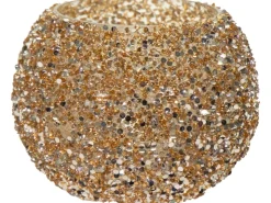 Hot M Collections Mega Collections Pflanzgefäß Strass Ø 16 cm x 12 cm Gold Gold-Glitzer