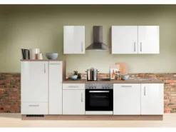 Sale Menke Küchenzeile Artisan Premium 310 cm Lack Weiß Artisan-Eiche Nachbildung