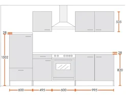 Best Menke Küchenzeile Classic 270 cm Melamin-Sonoma Eiche Nachbildung Weiß