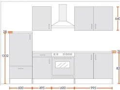 Best Menke Küchenzeile Premium 270 cm Hochglanz-Sonoma Eiche Nachbildung Herde|Kühlschränke
