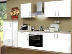 Winkelküchen<Menke Küchenzeile Premium 300 cm Hochglanz-Sonoma Eiche Nachbildung Weiß