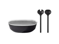 Best Silueta Servierschale mit Deckel und Salatbesteck 4000 ml Nordic Black Geschirr