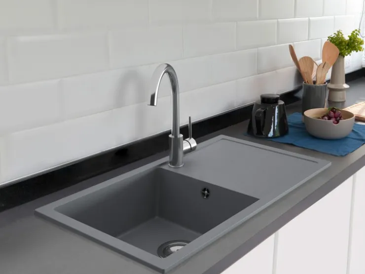 Clearance Miló Einbauspüle Granitverbundstoff Blissano 76 Grau