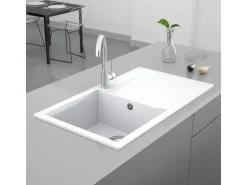 Granitspülen<Miló Einbauspüle Granitverbundstoff Luxuria 86 30 cm Beckenbreite Weiß