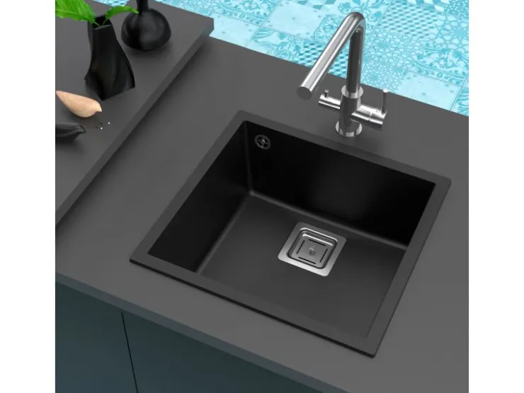 Discount Miló Einbauspüle Granitverbundstoff Qubo 44 Schwarz