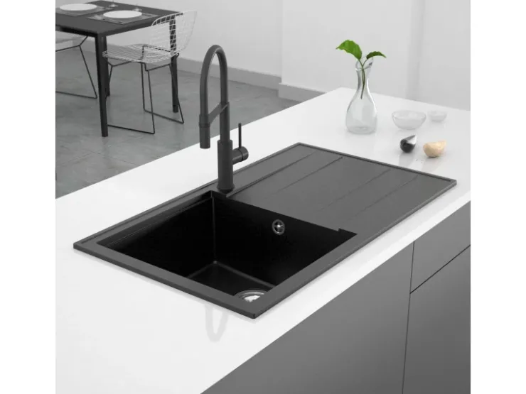 Granitspülen<Miló Einbauspüle Granitverbundstoff Luxuria 86 39 cm Beckenbreite Graphit