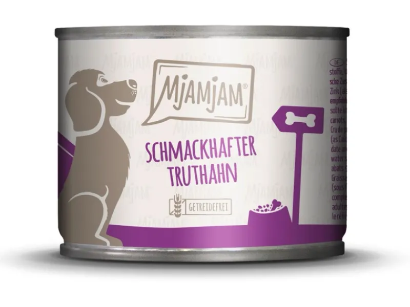Sale Mjamjam Nassfutter Hund Schmackhafter Truthahn an Leckeren Möhrchen 200 g Kühlschränke