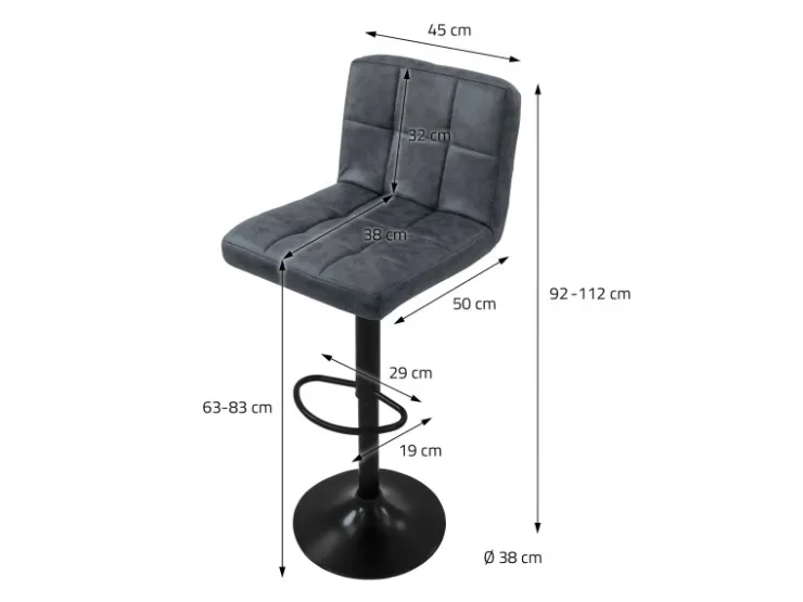 ML-Design Kücheninseln<Barhocker 4Er Set aus Kunstleder Anthrazit mit Rückenlehne Fußstütze Anthrazit-Schwarz