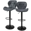 ML-Design Kücheninseln<Barhocker 2Er Set aus Kunstleder Anthrazit mit Rückenlehne Fußstütze