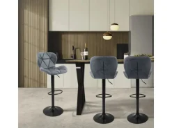 ML-Design Kücheninseln<Barhocker 2Er Set aus Kunstleder Anthrazit mit Rückenlehne Fußstütze