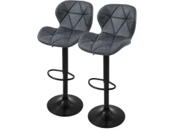 ML-Design Kücheninseln<Barhocker 2Er Set aus Kunstleder Anthrazit mit Rückenlehne Fußstütze