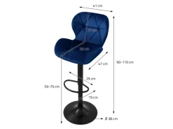 Hot Barhocker 4Er Set aus Samt Blau Gepolsterter Drehbar Hocker Kücheninseln