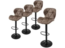 ML-Design Kücheninseln<Barhocker 4Er Set aus Kunstleder Braun Gepolsterter Drehbar Braun-Schwarz