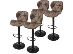 ML-Design Kücheninseln<Barhocker 4Er Set aus Kunstleder Braun Gepolsterter Drehbar Braun-Schwarz
