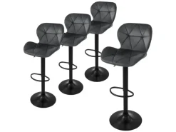 Discount Barhocker 4Er Set aus Samt Grau Gepolsterter Drehbar Hocker Kücheninseln