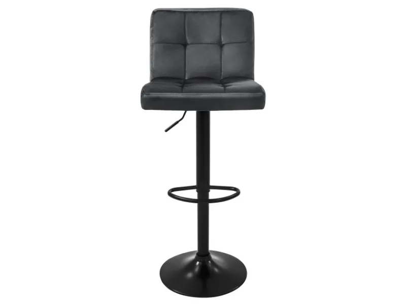 Discount Barhocker 2Er Set aus Samt Grau Gepolsterter Barstuhl mit Rückenlehne Kücheninseln