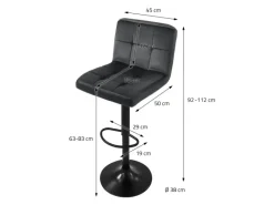 Discount Barhocker 2Er Set aus Samt Grau Gepolsterter Barstuhl mit Rückenlehne Kücheninseln
