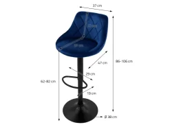 ML-Design Kücheninseln<Barhocker 4Er Set aus Samt Blau Gepolsterter Drehbar Blau-Schwarz