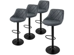 ML-Design Kücheninseln<Barhocker 4Er Set Bezug aus Kunstleder Anthrazit Gepolsterter Barstuhl Anthrazit-Schwarz