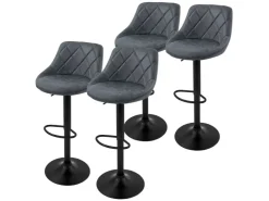 ML-Design Kücheninseln<Barhocker 4Er Set Bezug aus Kunstleder Anthrazit Gepolsterter Barstuhl Anthrazit-Schwarz