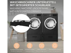 Outlet Doppel Waschmaschinen Untergestell Schubladen Schwarz 128x53,5x31,5cm Waschmaschinen