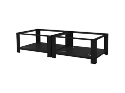 Hot Doppel Waschmaschinen Untergestell 2 Ablagen Schwarz 128x54 cm Stahl Waschmaschinen