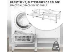Best ML-Design Doppel Waschmaschinen-Untergestell 2 Ausziehbaren Ablagen Weiß Stahl