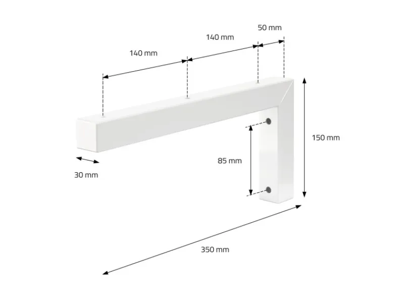 Discount 2Er Set Wandkonsole Winkel L-Form für Waschtisch 350x150 mm Weiß Stahl Küchenregale
