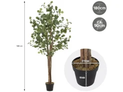 Outlet ML-Design Künstliche Eukalyptus 180cm Groß Kunstpflanze Naturholzstamm