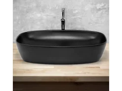 New ML-Design Waschbecken aus Keramik Schwarz 605x385x140 mm Abgerundeten Ecken